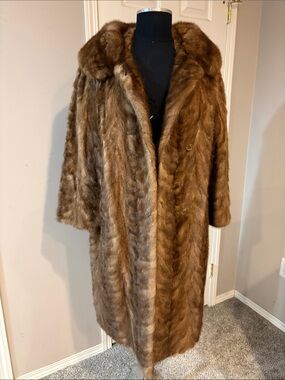 Luxurious Brown Full-Length Fur Coat 3B